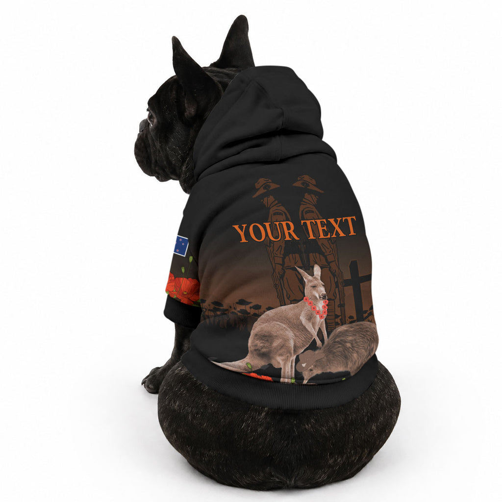 Kangaroo and Kiwi Bird ANZAC Day Custom Pet Hoodie Soldier Style