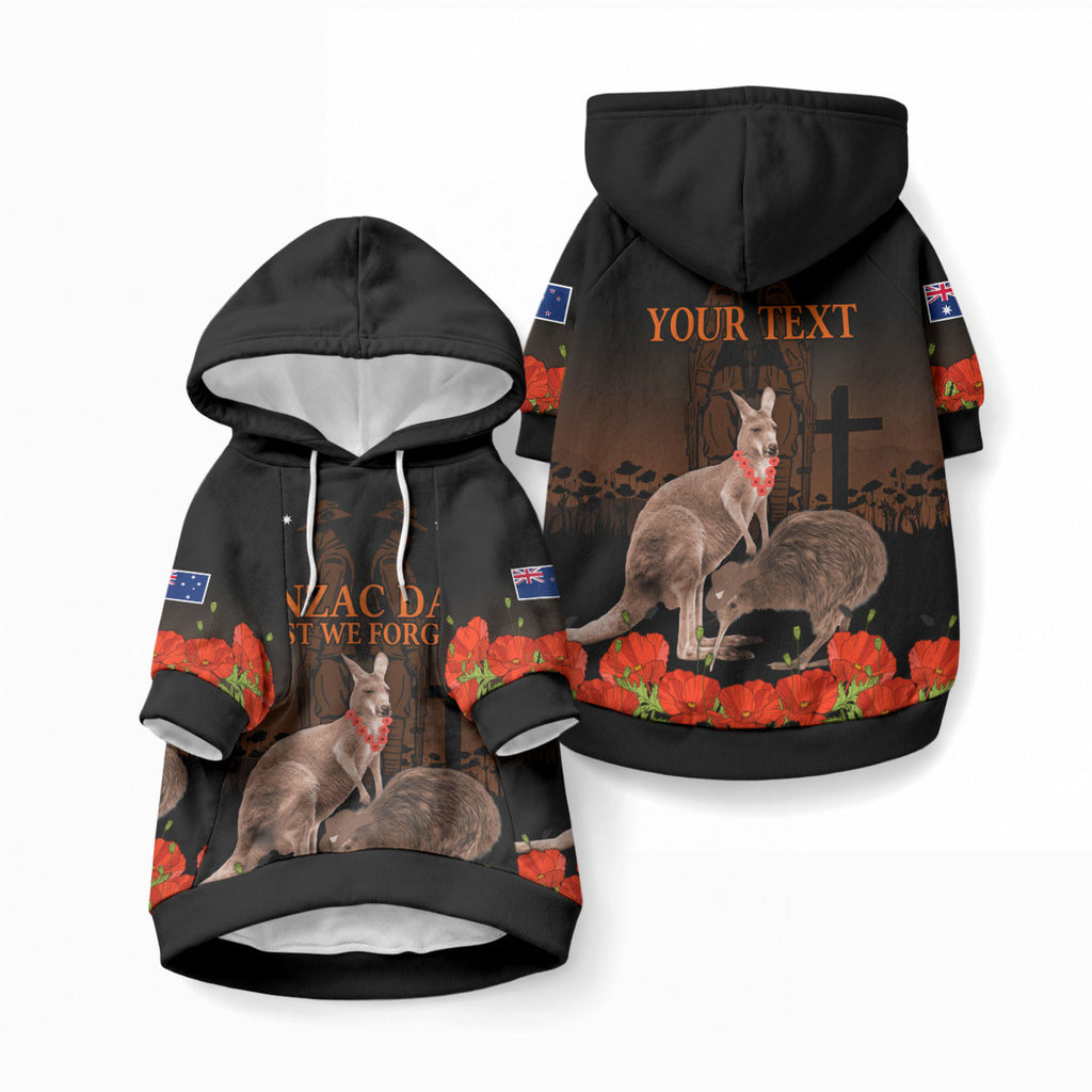 Kangaroo and Kiwi Bird ANZAC Day Custom Pet Hoodie Soldier Style