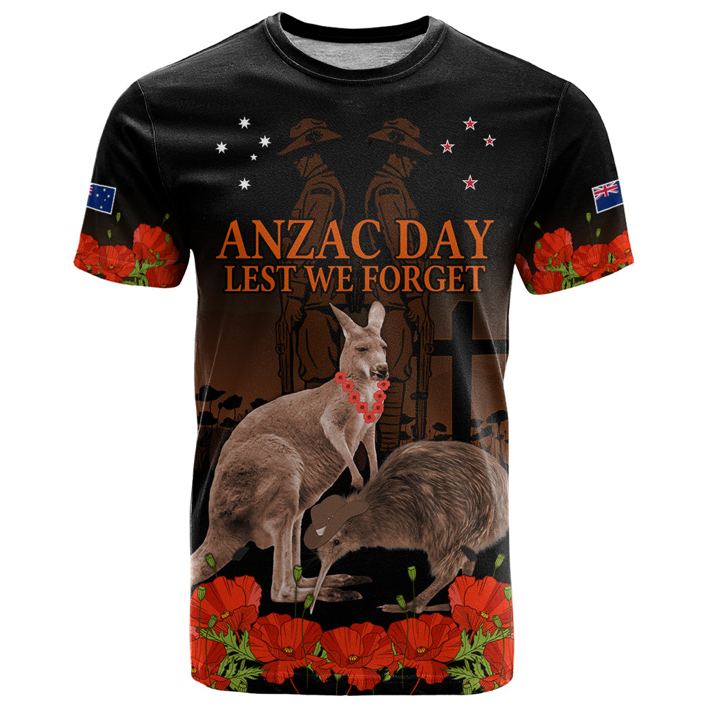 Kangaroo and Kiwi Bird ANZAC Day Custom T Shirt Soldier Style