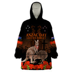 Kangaroo and Kiwi Bird ANZAC Day Custom Wearable Blanket Hoodie Soldier Style