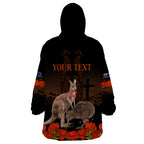 Kangaroo and Kiwi Bird ANZAC Day Custom Wearable Blanket Hoodie Soldier Style