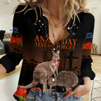 Kangaroo and Kiwi Bird ANZAC Day Custom Women Casual Shirt Soldier Style