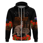 Kangaroo and Kiwi Bird ANZAC Day Custom Zip Hoodie Soldier Style