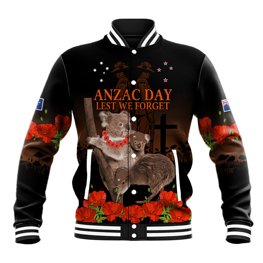 Koala and Kiwi Bird ANZAC Day Custom Baseball Jacket Soldier Style