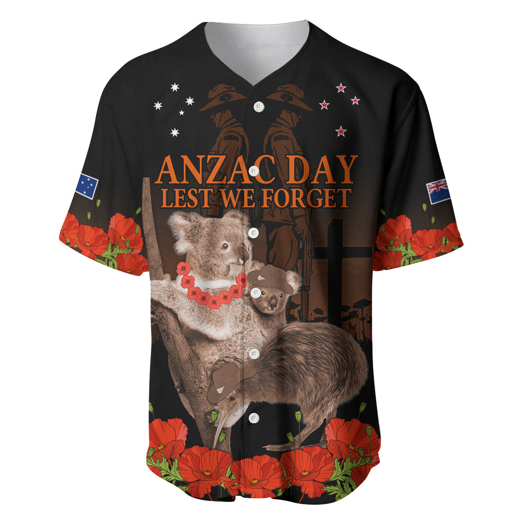 Koala and Kiwi Bird ANZAC Day Custom Baseball Jersey Soldier Style
