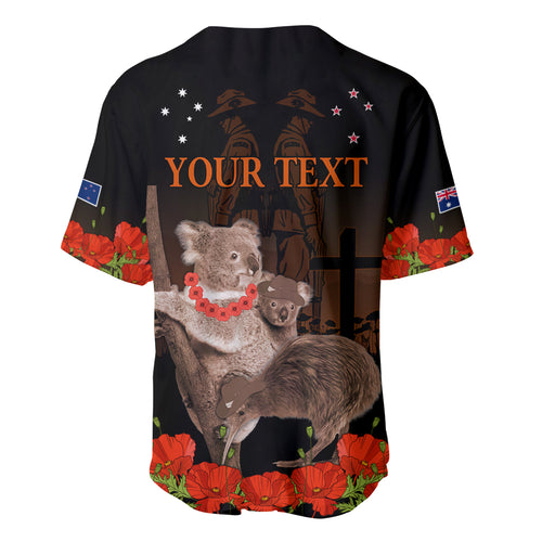 Koala and Kiwi Bird ANZAC Day Custom Baseball Jersey Soldier Style