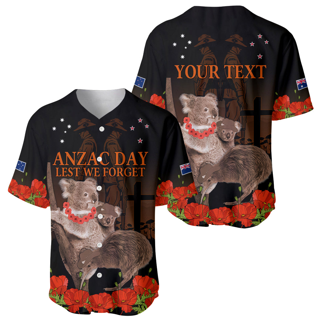 Koala and Kiwi Bird ANZAC Day Custom Baseball Jersey Soldier Style
