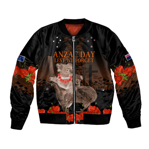 Koala and Kiwi Bird ANZAC Day Custom Bomber Jacket Soldier Style