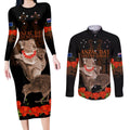 Koala and Kiwi Bird ANZAC Day Custom Couples Matching Long Sleeve Bodycon Dress and Long Sleeve Button Shirt Soldier Style