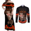 Koala and Kiwi Bird ANZAC Day Custom Couples Matching Off Shoulder Maxi Dress and Long Sleeve Button Shirt Soldier Style