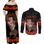 Koala and Kiwi Bird ANZAC Day Custom Couples Matching Off Shoulder Maxi Dress and Long Sleeve Button Shirt Soldier Style