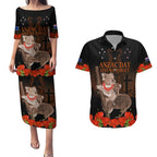 Koala and Kiwi Bird ANZAC Day Custom Couples Matching Puletasi and Hawaiian Shirt Soldier Style