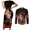 Koala and Kiwi Bird ANZAC Day Custom Couples Matching Short Sleeve Bodycon Dress and Long Sleeve Button Shirt Soldier Style