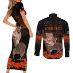 Koala and Kiwi Bird ANZAC Day Custom Couples Matching Short Sleeve Bodycon Dress and Long Sleeve Button Shirt Soldier Style