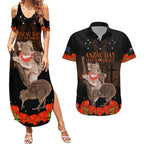 Koala and Kiwi Bird ANZAC Day Custom Couples Matching Summer Maxi Dress and Hawaiian Shirt Soldier Style