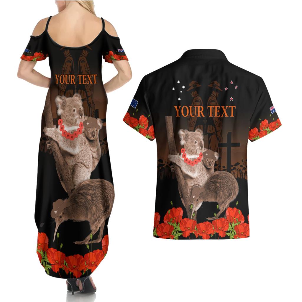 Koala and Kiwi Bird ANZAC Day Custom Couples Matching Summer Maxi Dress and Hawaiian Shirt Soldier Style