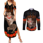Koala and Kiwi Bird ANZAC Day Custom Couples Matching Summer Maxi Dress and Long Sleeve Button Shirt Soldier Style