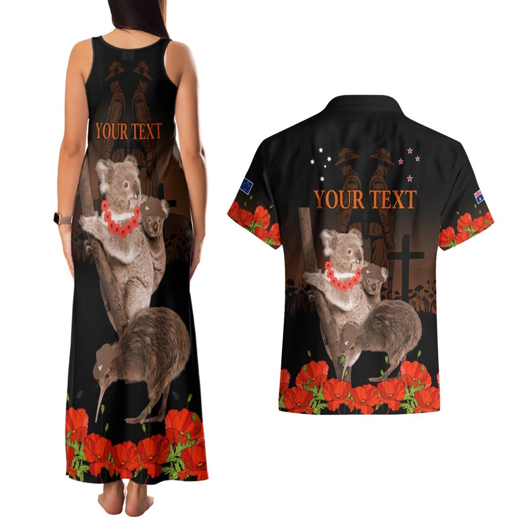 Koala and Kiwi Bird ANZAC Day Custom Couples Matching Tank Maxi Dress and Hawaiian Shirt Soldier Style