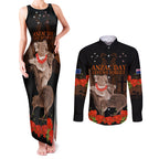 Koala and Kiwi Bird ANZAC Day Custom Couples Matching Tank Maxi Dress and Long Sleeve Button Shirt Soldier Style