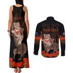 Koala and Kiwi Bird ANZAC Day Custom Couples Matching Tank Maxi Dress and Long Sleeve Button Shirt Soldier Style