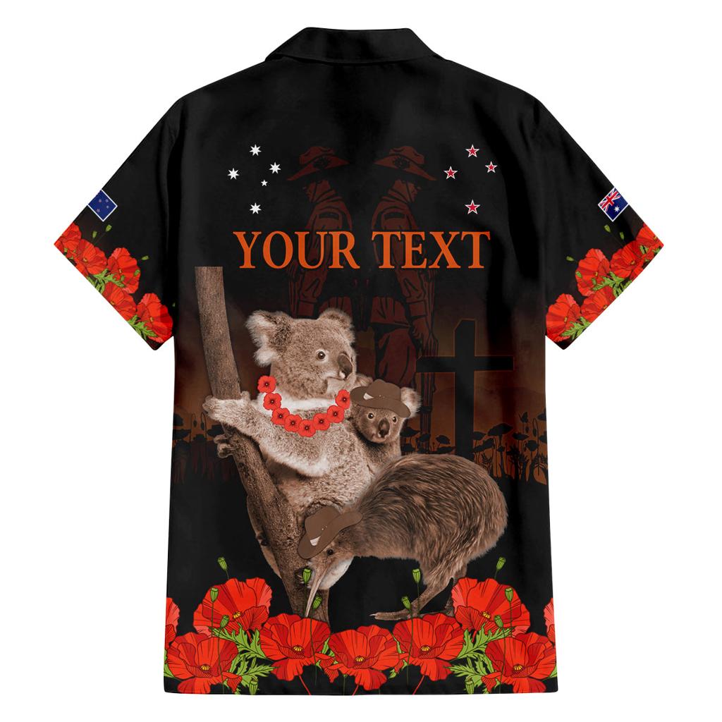 Koala and Kiwi Bird ANZAC Day Custom Family Matching Off Shoulder Long Sleeve Dress and Hawaiian Shirt Soldier Style