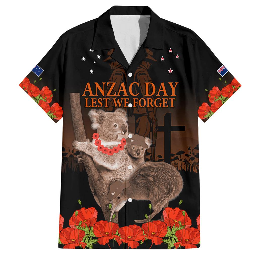 Koala and Kiwi Bird ANZAC Day Custom Family Matching Off Shoulder Maxi Dress and Hawaiian Shirt Soldier Style
