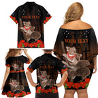 Koala and Kiwi Bird ANZAC Day Custom Family Matching Off Shoulder Short Dress and Hawaiian Shirt Soldier Style