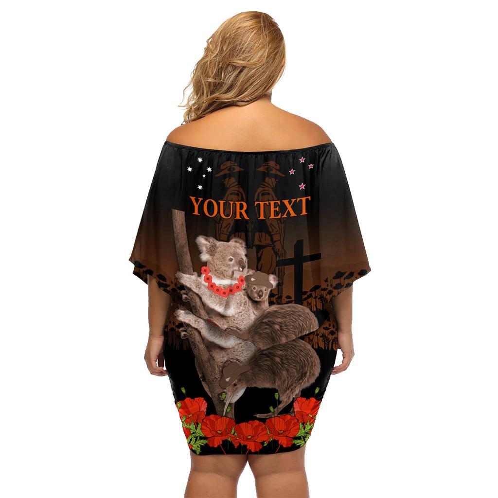 Koala and Kiwi Bird ANZAC Day Custom Family Matching Off Shoulder Short Dress and Hawaiian Shirt Soldier Style