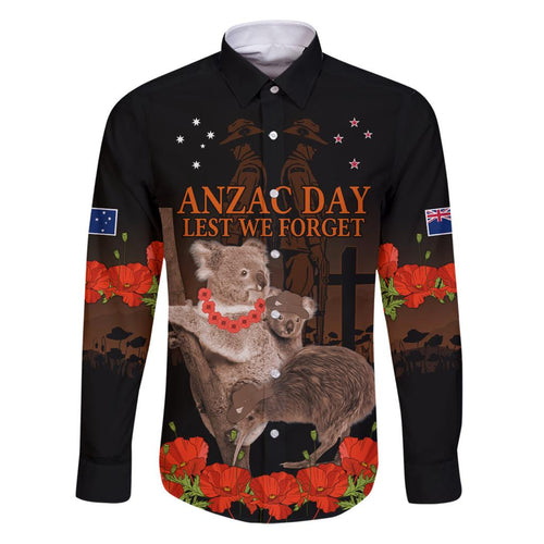 Koala and Kiwi Bird ANZAC Day Custom Family Matching Puletasi and Hawaiian Shirt Soldier Style