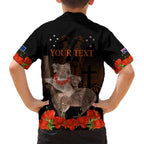 Koala and Kiwi Bird ANZAC Day Custom Family Matching Short Sleeve Bodycon Dress and Hawaiian Shirt Soldier Style