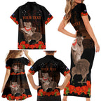 Koala and Kiwi Bird ANZAC Day Custom Family Matching Short Sleeve Bodycon Dress and Hawaiian Shirt Soldier Style