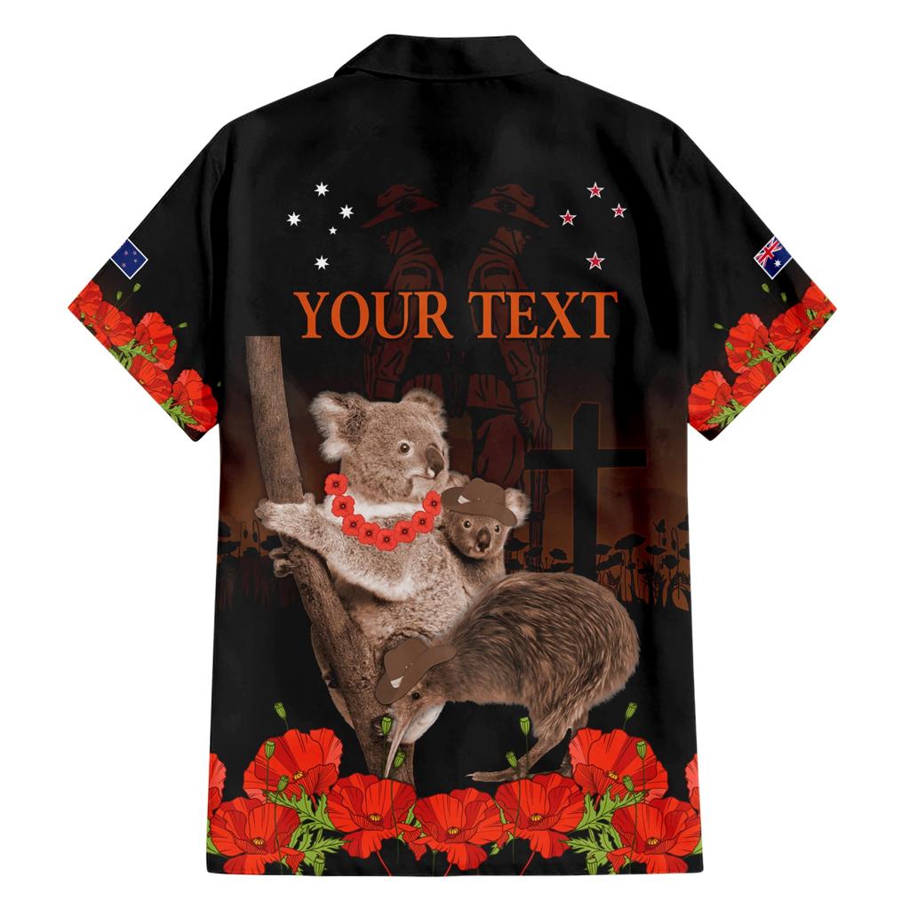 Koala and Kiwi Bird ANZAC Day Custom Family Matching Short Sleeve Bodycon Dress and Hawaiian Shirt Soldier Style