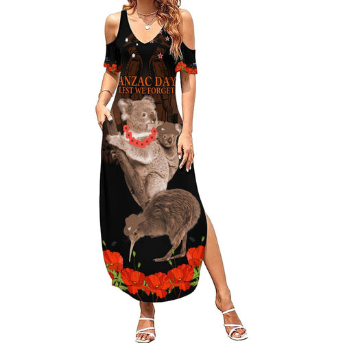 Koala and Kiwi Bird ANZAC Day Custom Family Matching Summer Maxi Dress and Hawaiian Shirt Soldier Style