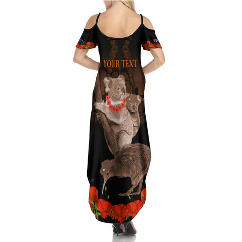 Koala and Kiwi Bird ANZAC Day Custom Family Matching Summer Maxi Dress and Hawaiian Shirt Soldier Style