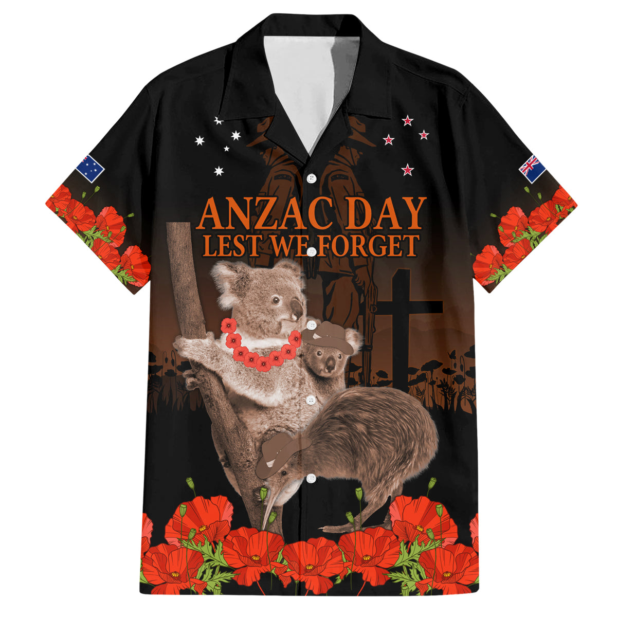 Koala and Kiwi Bird ANZAC Day Custom Hawaiian Shirt Soldier Style