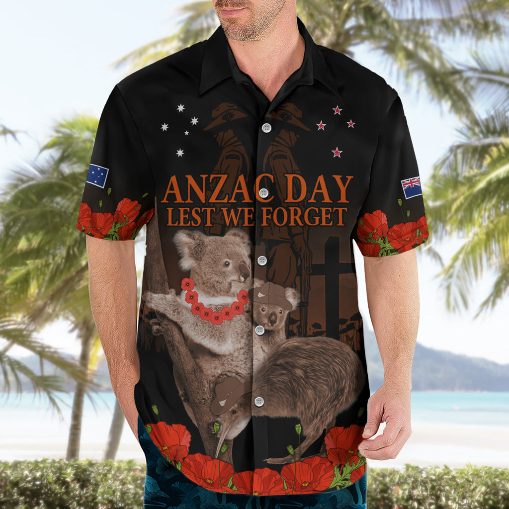 Koala and Kiwi Bird ANZAC Day Custom Hawaiian Shirt Soldier Style