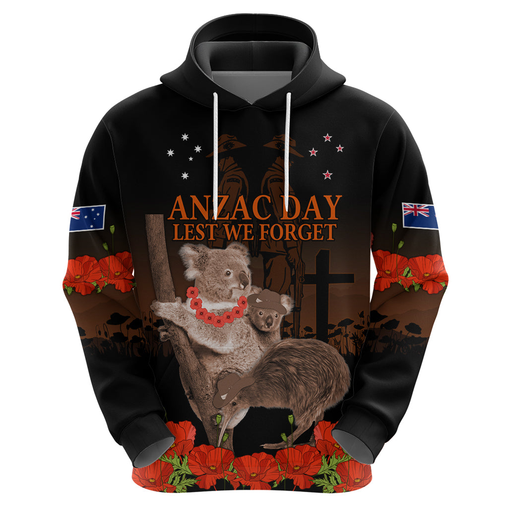 Koala and Kiwi Bird ANZAC Day Custom Hoodie Soldier Style