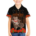 Koala and Kiwi Bird ANZAC Day Custom Kid Hawaiian Shirt Soldier Style
