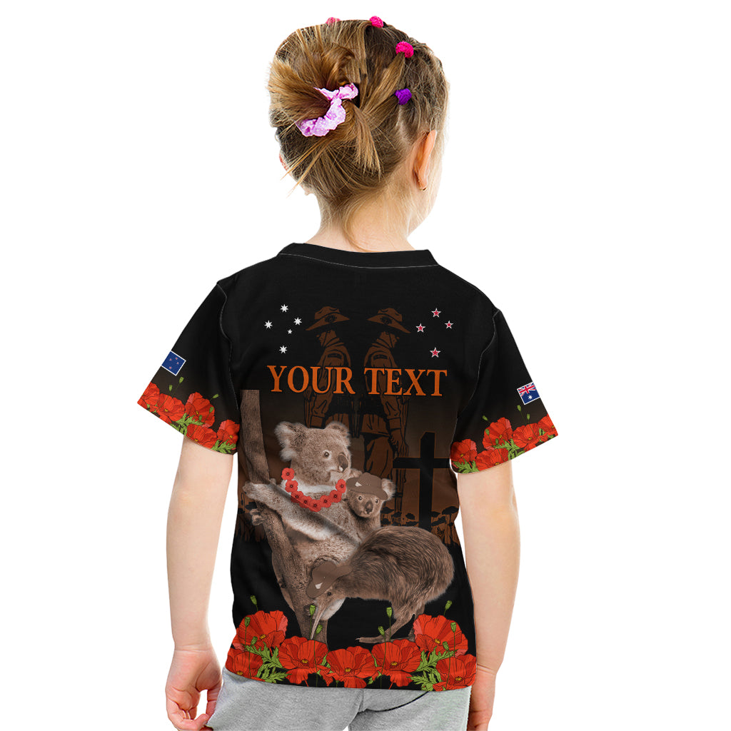 Koala and Kiwi Bird ANZAC Day Custom Kid T Shirt Soldier Style
