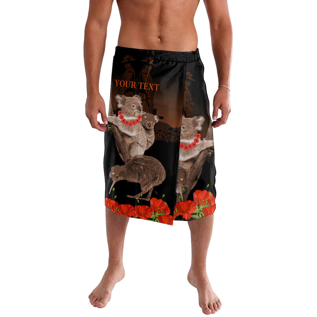Koala and Kiwi Bird ANZAC Day Custom Lavalava Soldier Style