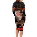 Koala and Kiwi Bird ANZAC Day Custom Long Sleeve Bodycon Dress Soldier Style