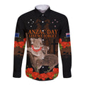 Koala and Kiwi Bird ANZAC Day Custom Long Sleeve Button Shirt Soldier Style