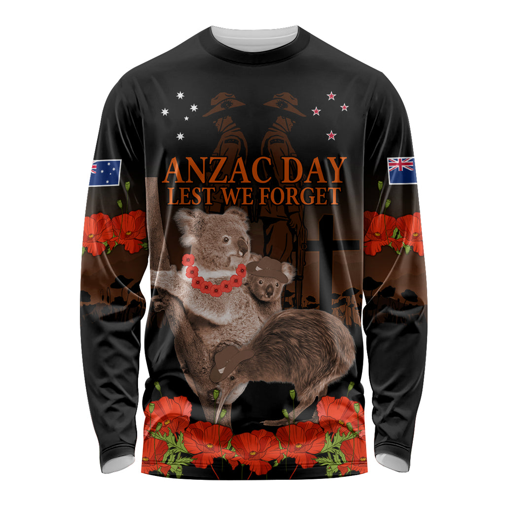 Koala and Kiwi Bird ANZAC Day Custom Long Sleeve Shirt Soldier Style