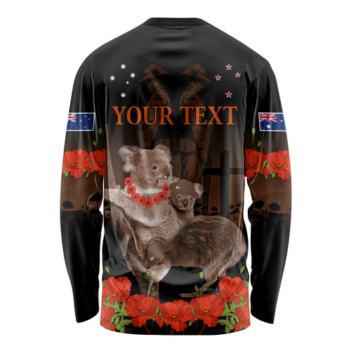 Koala and Kiwi Bird ANZAC Day Custom Long Sleeve Shirt Soldier Style