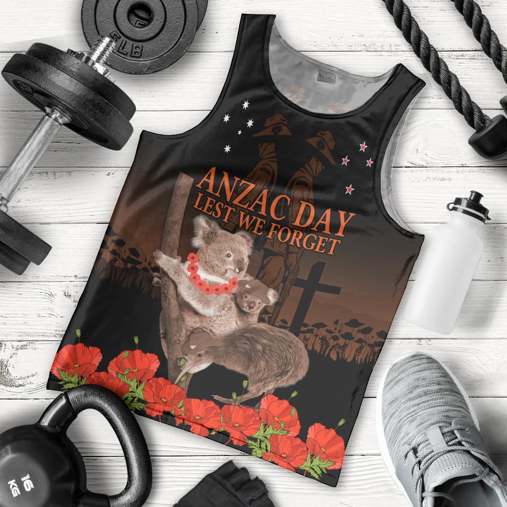 Koala and Kiwi Bird ANZAC Day Custom Men Tank Top Soldier Style