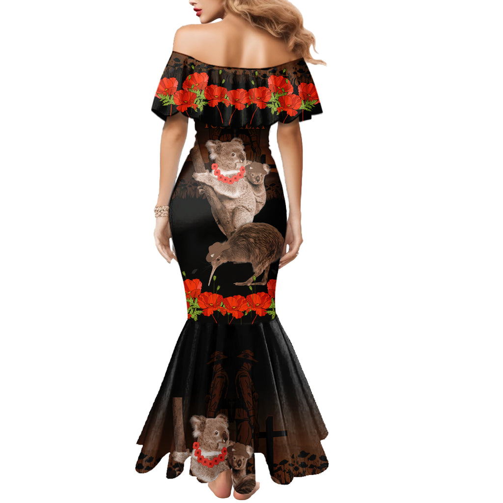 Koala and Kiwi Bird ANZAC Day Custom Mermaid Dress Soldier Style