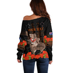 Koala and Kiwi Bird ANZAC Day Custom Off Shoulder Sweater Soldier Style
