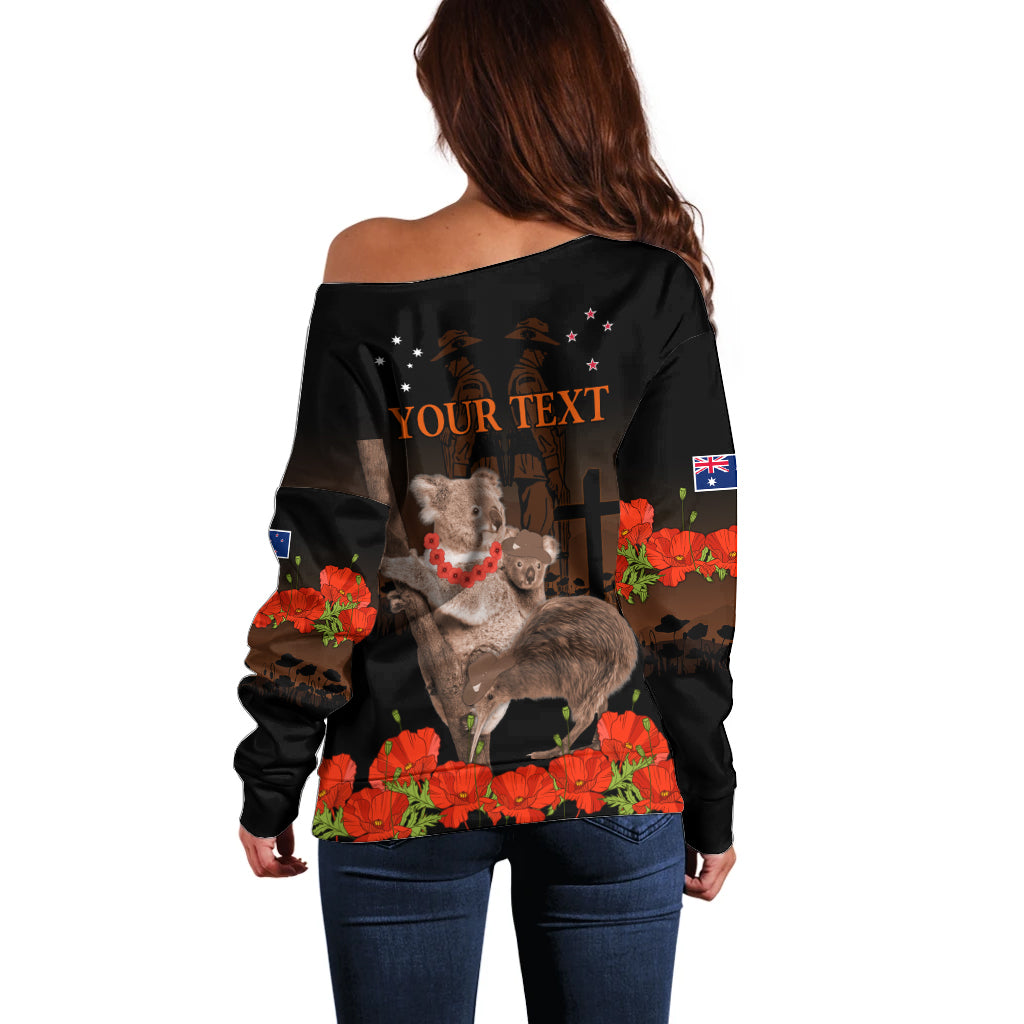 Koala and Kiwi Bird ANZAC Day Custom Off Shoulder Sweater Soldier Style