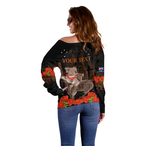 Koala and Kiwi Bird ANZAC Day Custom Off Shoulder Sweater Soldier Style