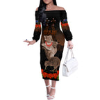 Koala and Kiwi Bird ANZAC Day Custom Off The Shoulder Long Sleeve Dress Soldier Style